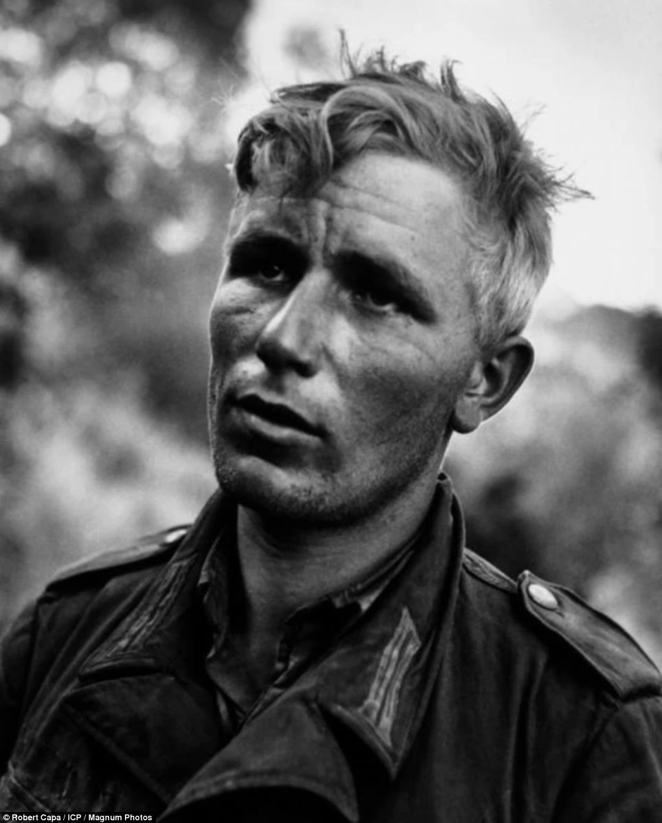A German soldier after he had been captured by American Soldiers